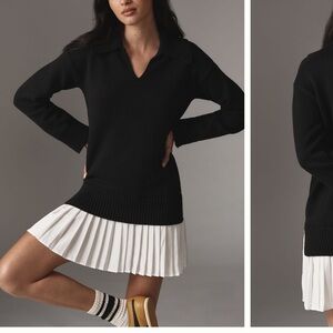 English Factory Long-Sleeve Polo Pleated
Twofer Mini Dress